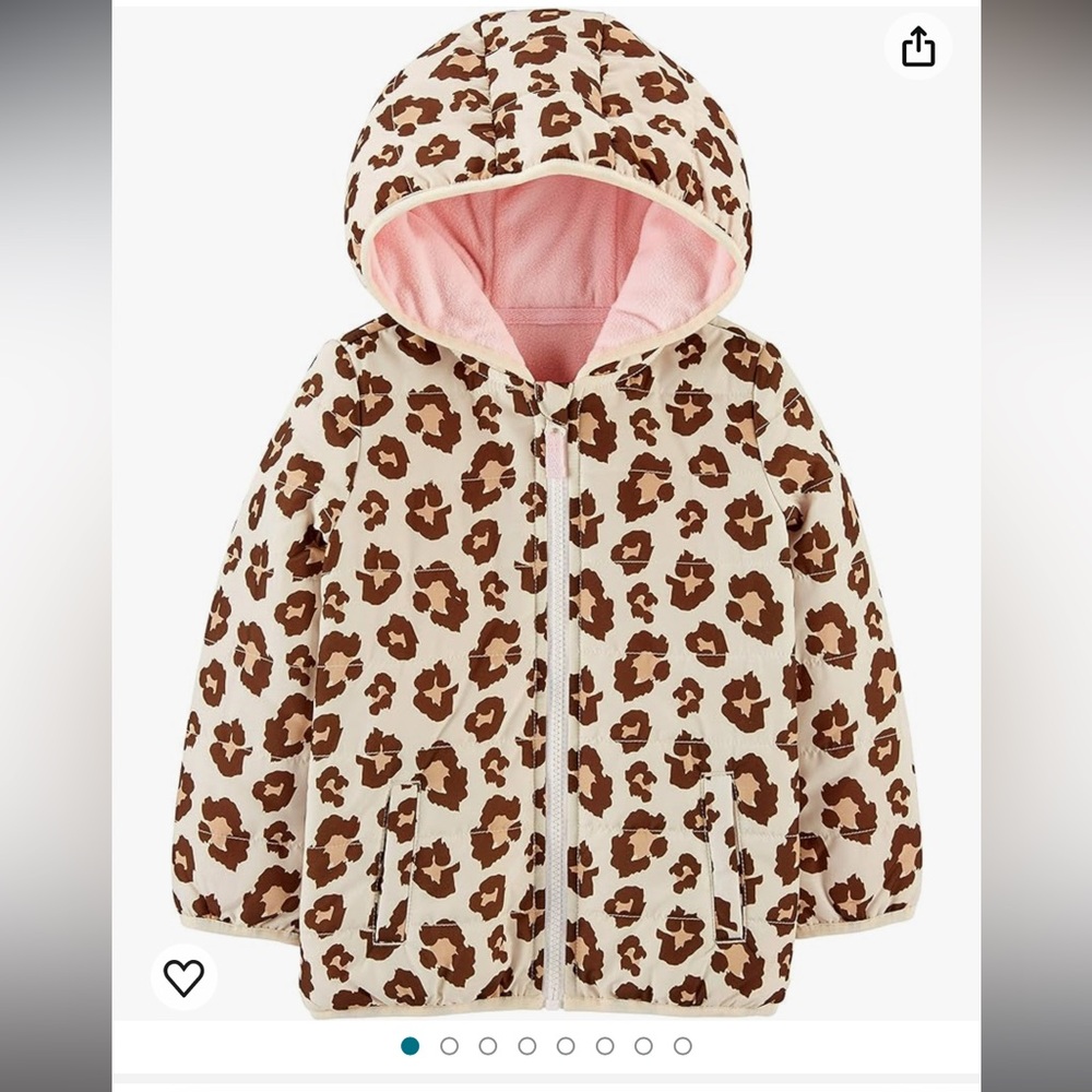 Simple Joys By Carters Leopard Fleece Lined Puffer Coat Size 4T